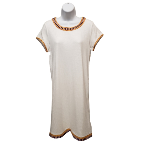 Boden White Embroidered Jersey T Shirt Dress - Picture 2 of 7